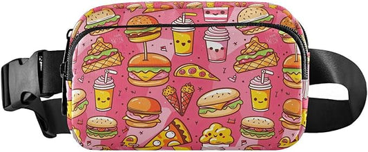 Kawaii Hamburger Ice Cream Fanny Pack for Women Men Water Resistant Fashion Waist Packs with Adjustable Strap Belt Bag for Travel Workout Jogging Hiking 21220316