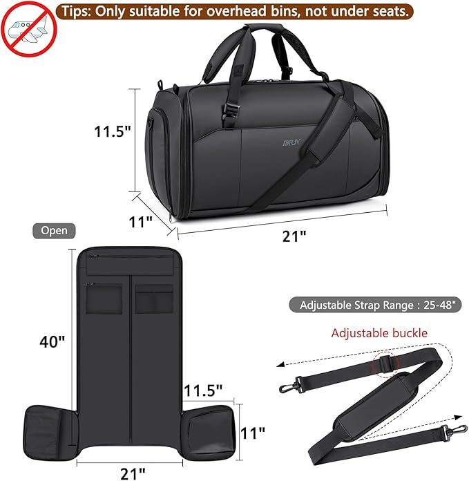 Convertible Garment Bags for Travel - Carry on Garment Duffle Bag with Backpack Straps for Men Women, 4 in 1 Large Travel Duffel Bags with Shoes Compartment Hanging Suit Dress Weekender Bag