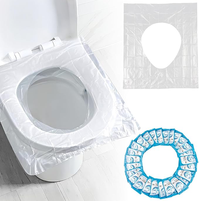 Disposable Toilet Seat Cover - Plastic Toilet Seat Covers Waterproof Non-Slip Individually Wrapped Friendly Packing For Travel,Potty Training,Pregnant Moms & Adults,60 Pack