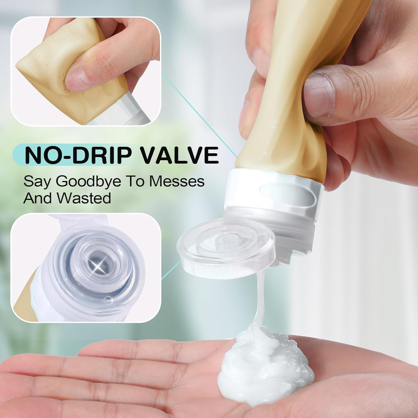 14pack Travel Bottles for Toiletries, TSA Approved Travel Size Toiletries Containers Set, Premium Silicone Leak Proof Refillable Squeezable & Creams jars Accessories Kit W/Clear Bag (Apricot)