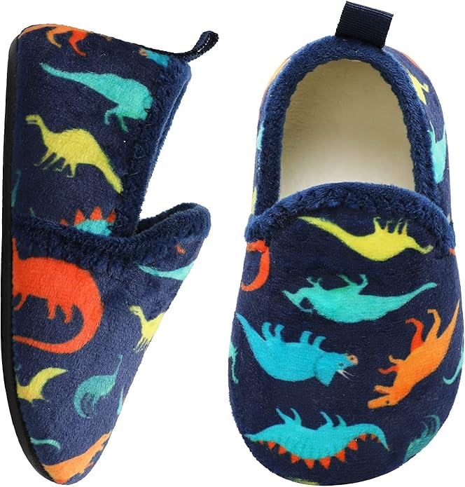 XIHALOOK Toddler Boys Girls House Slippers with Microfleece Lining Cozy Household Shoes Non-slip for Kids