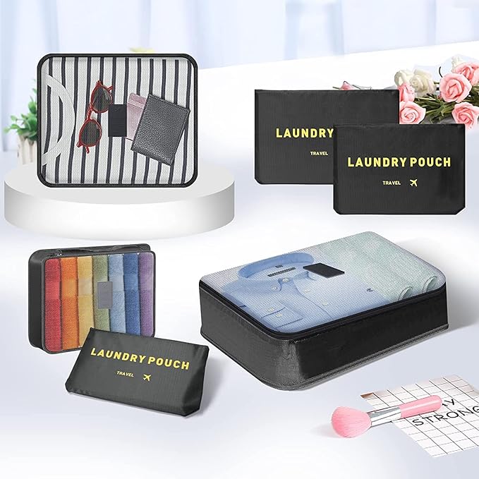 Portable Packing Cubes - Perfect Luggage Organizer Bags, Packing Cubes for Suitcases, Compression Packing Cubes, Travel Bags Organizer for Luggage, Luxurious Travel Cubes, Black