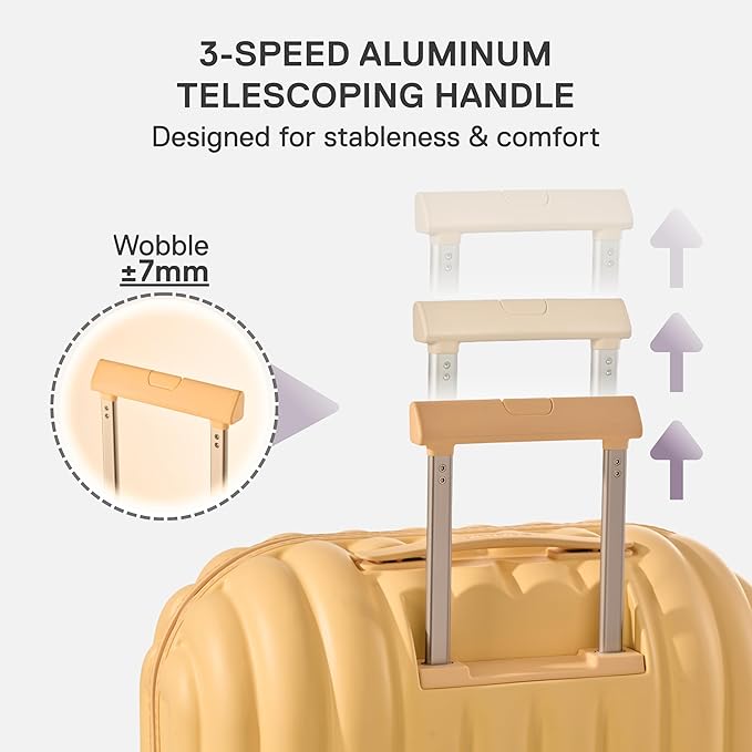 artrips Checked Luggage 24 Inch, Lightweight Hard Shell Suitcase with Spinner Wheels, Medium Travel Suitcase for 4–7 Day Trips, Yellow