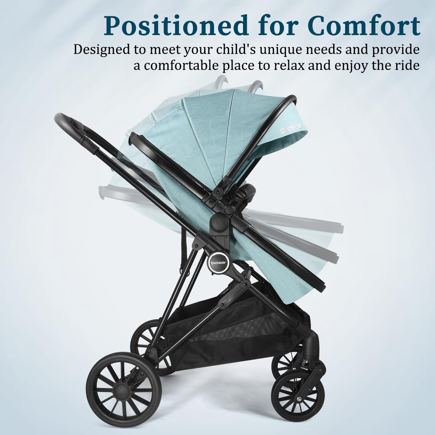 Lite 2.0 Baby Stroller with Newborn Mode, 2-in-1 Foldable Infant Stroller with Reversible Seat and UPF 50+ Canopy