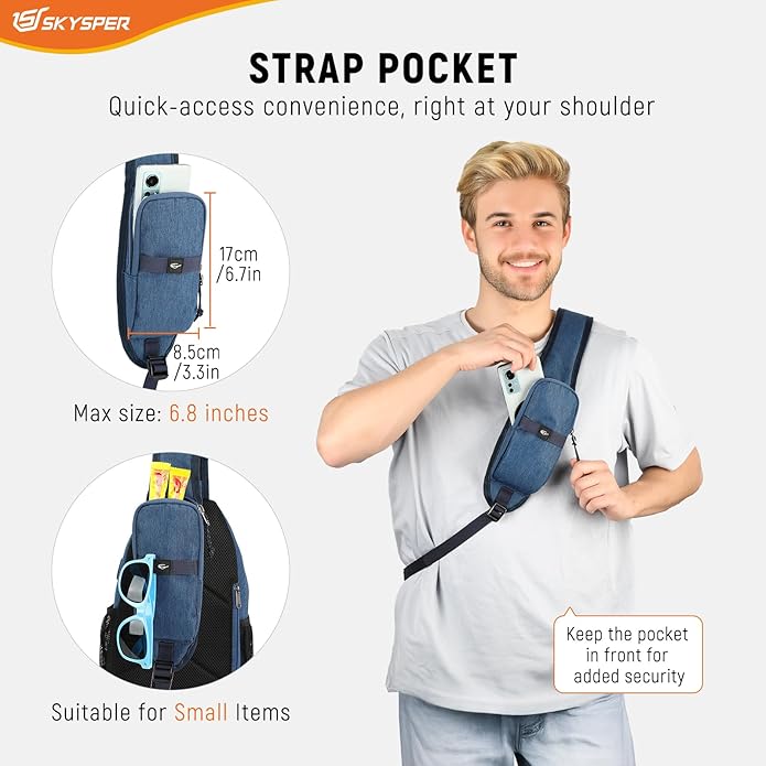 SKYSPER Sling Bag Anti Theft Crossbody Bag RFID Lightweight Travel Shoulder Chest Bag for Hiking Walking