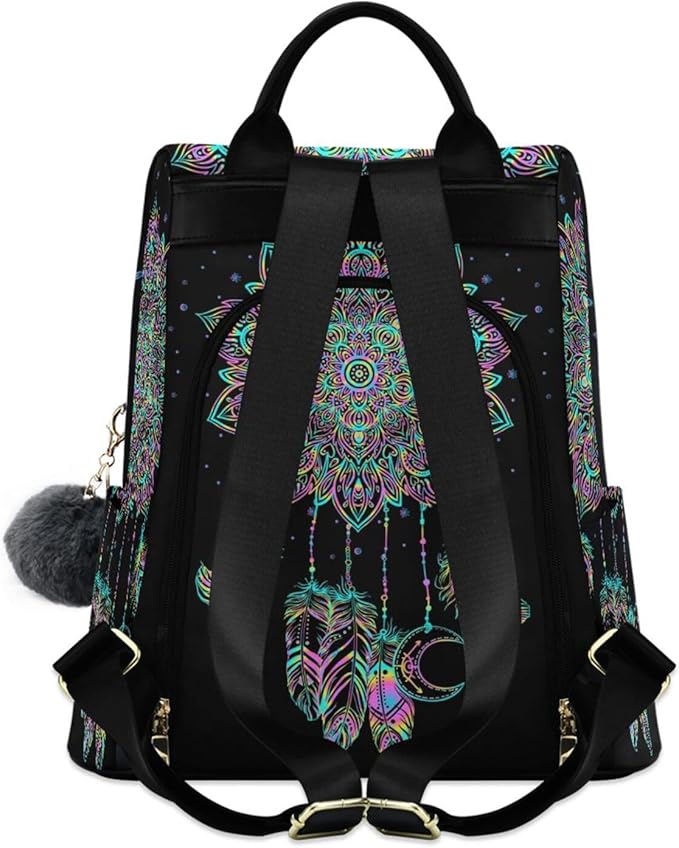 ALAZA Dreamcatcher Lotus Boho Backpack Purse for Women Anti Theft Fashion Back Pack Shoulder Bag