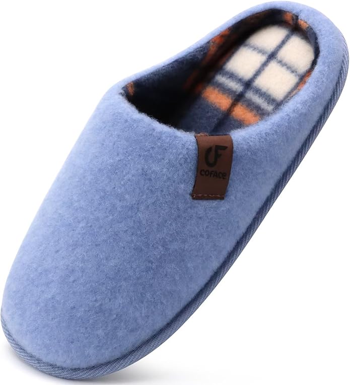 COFACE Unisex Mens Womens Cozy Memory Foam Scuff Slippers Casual Slip On Warm House Shoes Indoor/Outdoor Felt Sandal Slippers Size 4-15