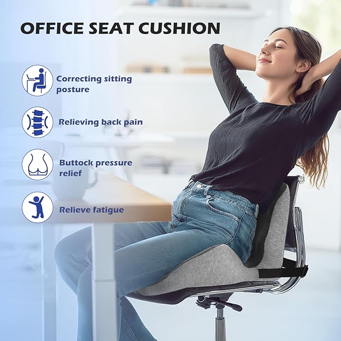 Extra Thick & Large Office Chair Cushion.3.75 lbs Back and Seat Cushion for Talbone Pain Reller.Ralsed Seat Cushion Edge and Thickened Lumbar Support,Suitable for Office and Home Seat