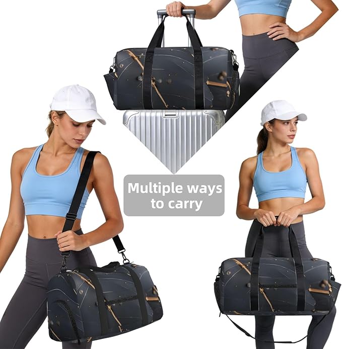 Enchanted Plant Leaves Print Gym Bag with Shoe Compartment for Women Men, 17.7in Sports Duffle Weekender Tote, Overnight Travel Duffel Bag Carry On