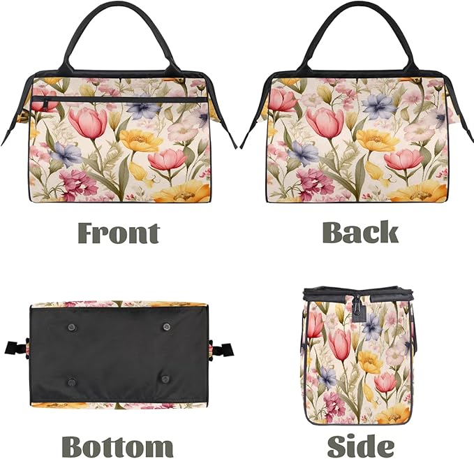 Travel Duffel Bag, Spring Summer Colored Flower Waterproof Sports Gym Duffle Bag, Large Capacity Weekender Carry On Overnight Bags for Women Men