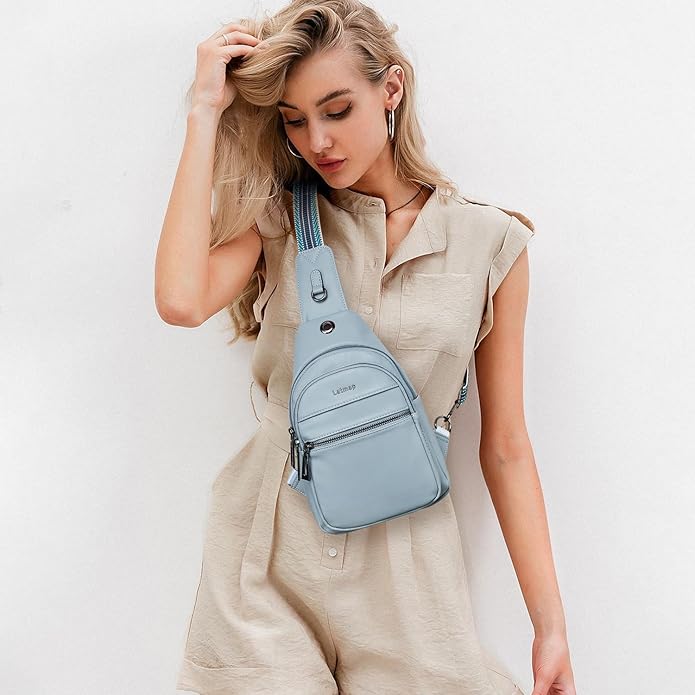 Sling Bag For Women Faux Leather Small Casual Daypack Backpack Fanny Pack Crossbody Chest Bags Purse