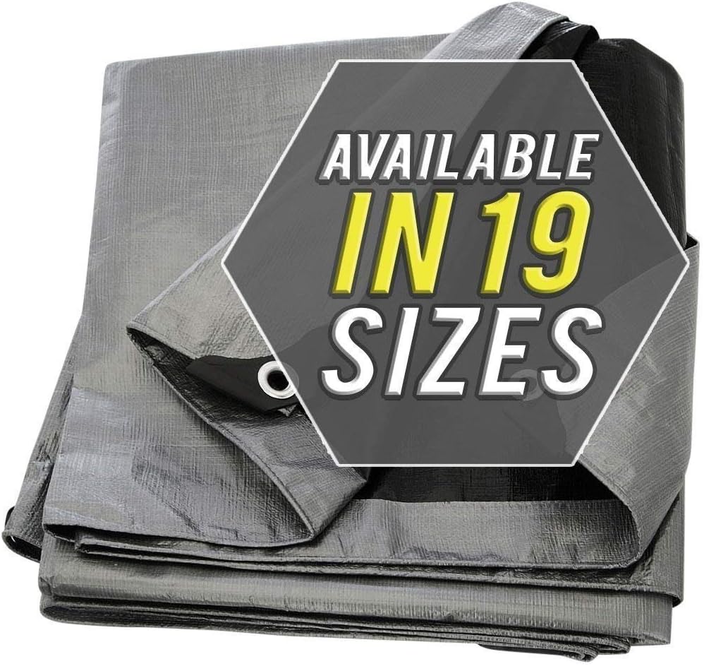 Tarp Cover Silver/Black Extremely Heavy Duty 20 Mil Thick Material, Waterproof, Great for Tarpaulin Canopy Tent, Boat, RV Or Pool Cover!!! (8X10)