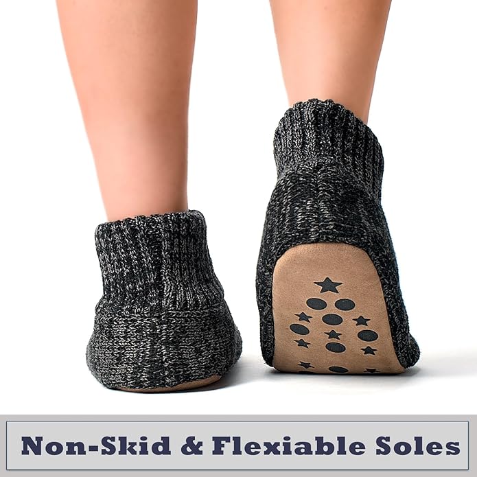 Cozylook Men's Slipper Socks with Grips, Fuzzy Indoor Slippers for Men, Soft Warm Winter Socks with Non-slip Soles