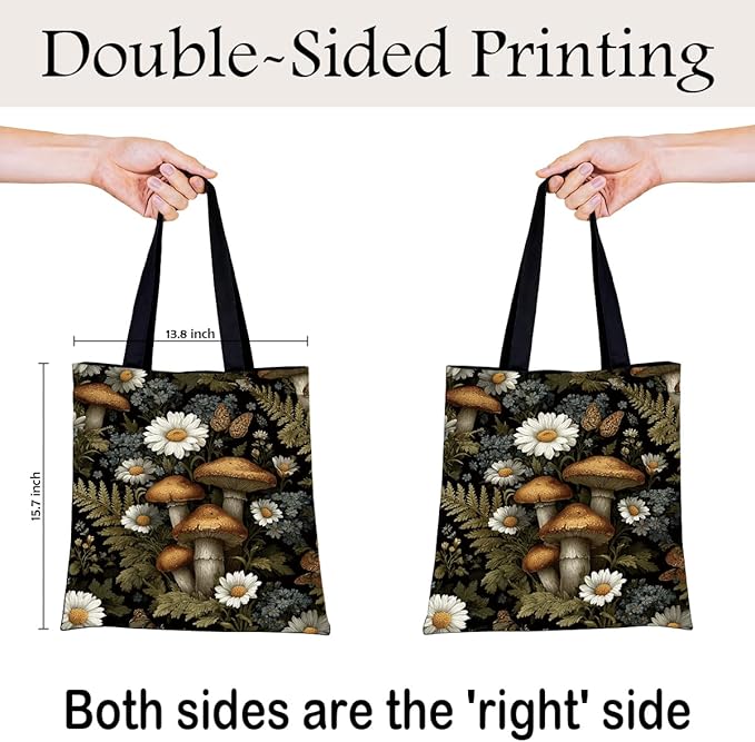 Canvas Tote Bag for Women, Vintage Print Handbag, Aesthetic Shopping Bag for Work Travel Beach, Everyday Shoulder Tote