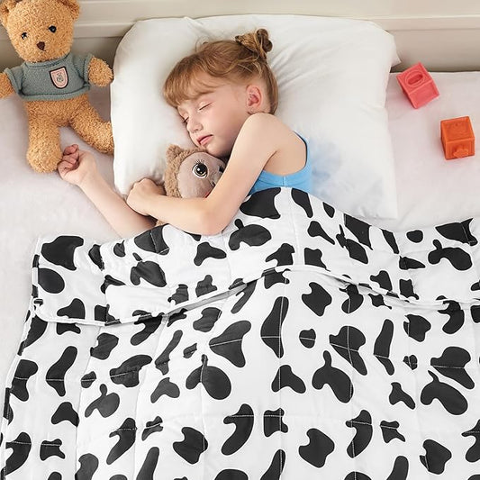 yescool Cow Print Weighted Blanket 3 Pounds Cooling Weighted Lap Blanket, Heavy Blanket for Sleeping, Weighted Throw Blanket Gifts for 20-40lbs,36"x48"