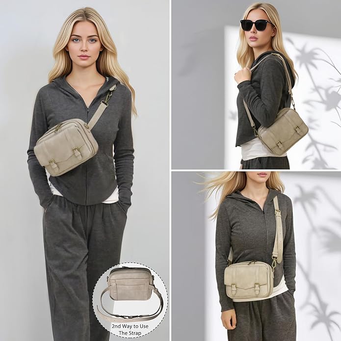 Women‘s Anti Theft RFID Blocking Small Vegan Leather Crossbody Bag Travel Purse With Built In Wallet Messenger Bag