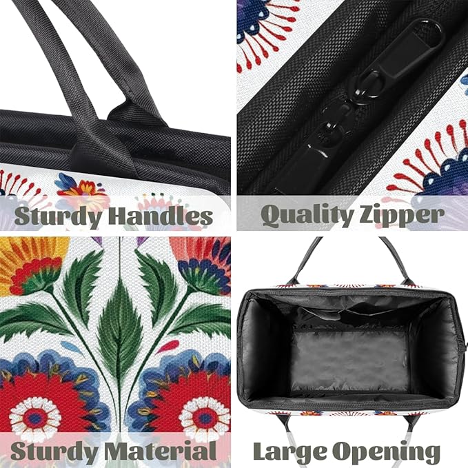 Colorful Traditional Flower Travel Duffel Bag, Waterproof Sports Gym Duffle Bag, Large Capacity Weekender Carry On Overnight Bags for Women Men