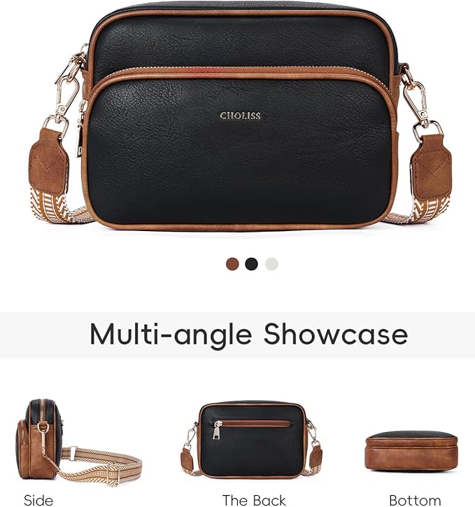 CHOLISS Small Purses for Women, Travel Purses Anti Theft Crossbody Bags for Women, Vegan Leather Adjustable Wide Guitar Strap | Travel Purses, Anti Theft, Adjustable, Wide Guitar Strap