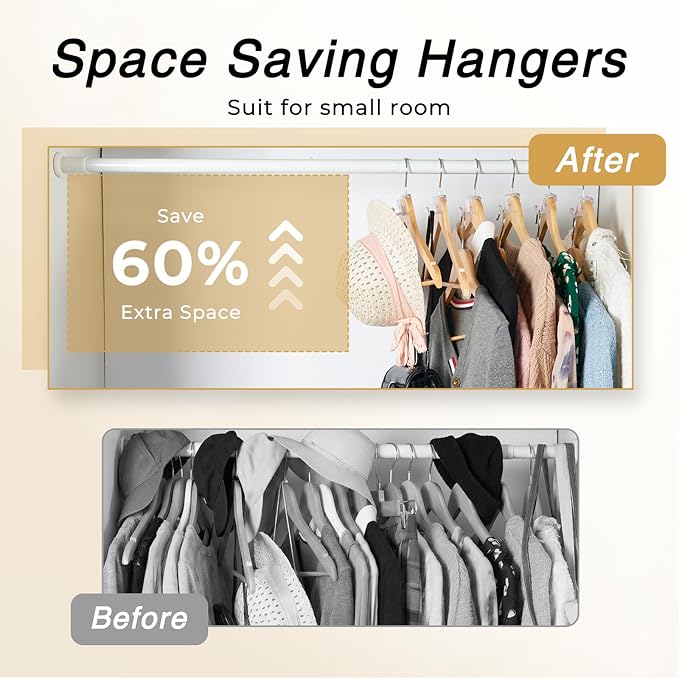 HOUSE DAY Space Saving Hangers 100 Pack, Clear Clothes Hanger Connector Hooks, Heavy Duty Hangers Space Saver, Premium College Dorm Room Essentials, Closet Organizers and Storage