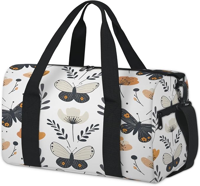 Butterflies Pattern Travel Duffle Bag for Women Men, Overnight Weekender Bag, Carry on Tote for Sport Gym
