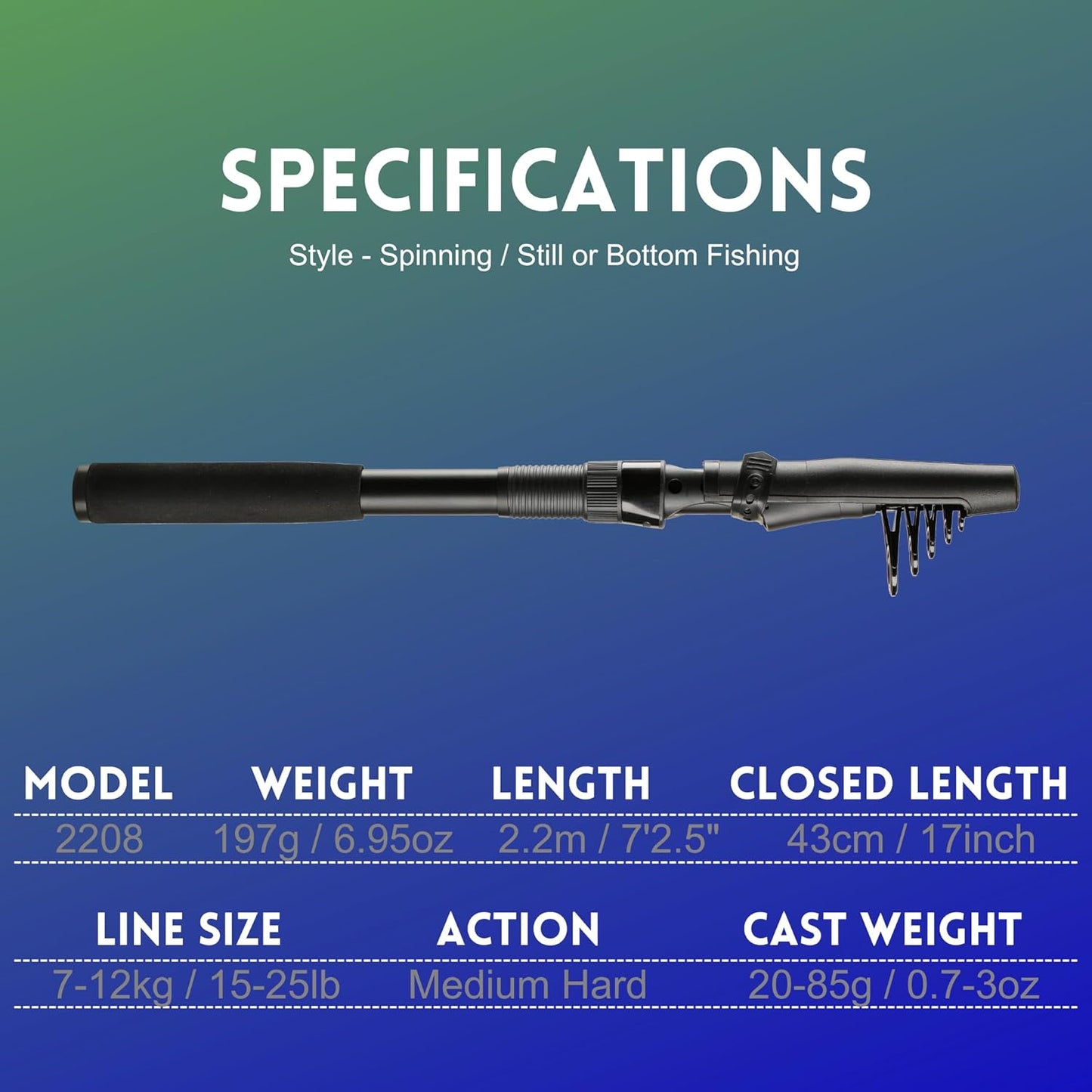 Whistytwig Telescopic Fishing Rod - Versatile Retractable Telescoping Fishing Pole, Collapsible Fishing Rod, Ideal Travel Rod