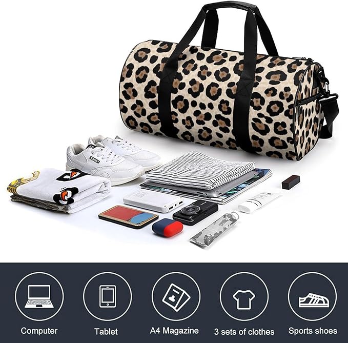 Overnight Weekender Travel Bag Cheetah Leopard Print Gym Sports Travel Workout Bag Basketball Football Weekender Bags