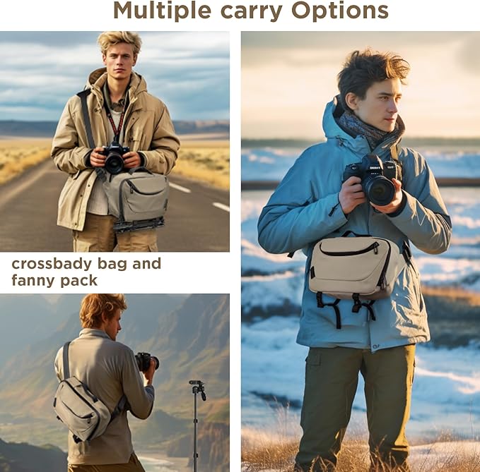 Camera Sling Bag,Waterproof Camera Case with Tripod Holder,Lightweight DSLR/SLR/Mirrorless Camera Bags Crossbody for photographers-Coffee