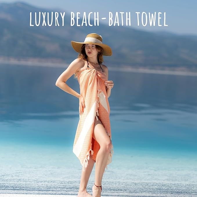 Turkish Beach Towels Oversized Clearance XL 40x71- Sand Free Beach Towel- 100% Cotton Soft Quick Dry Towel- Extra Large Travel and Pool Towels for Adults- Cloud Sandproof, Beach Essentials for Women