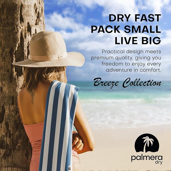 Microfiber Quick-Dry Travel Towel – Super Absorbent, Lightweight, Compact – Sand Resistant, Soft, Packable + Mesh Carry Bag – Beach, Pool, Gym, Camping & Yoga (Blue/White)