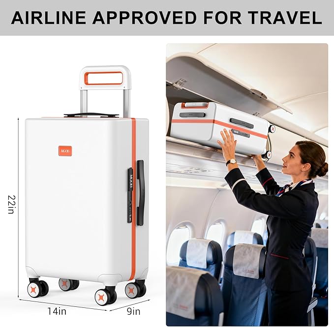 20 Inch Carry-on Luggage Zipperless for Women, Hardside Rolling Suitcase with Spinner Wheels & TSA Lock,PC Lightweight Carry on Luggage Airline Approved 22x14x9 Hard Case