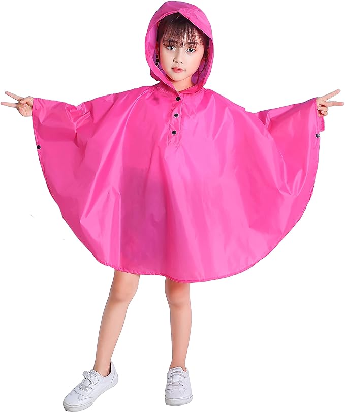 Spmor Kids Rain Poncho Hooded Jacket Rain Coat