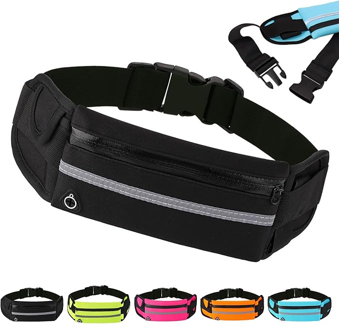 Anti-Theft Invisible Waist Bag - 2026 Lightweight Waterproof Money Belt, Multifunctional Running Belt with Water Bottle Strap, Hidden Travel Pouch for Passport Phone (Black)