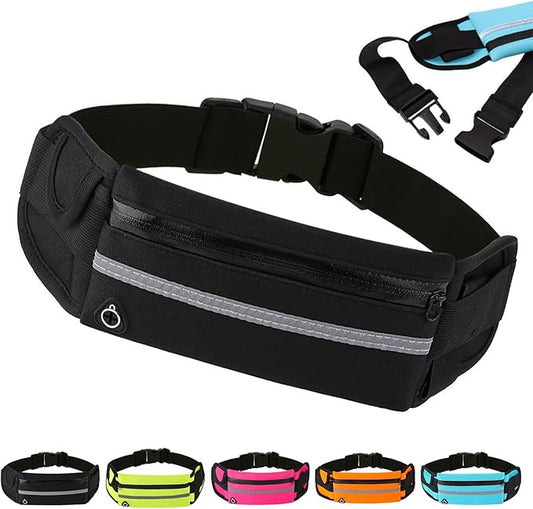 Anti-Theft Invisible Waist Bag - 2026 Lightweight Waterproof Money Belt, Multifunctional Running Belt with Water Bottle Strap, Hidden Travel Pouch for Passport Phone (Black)