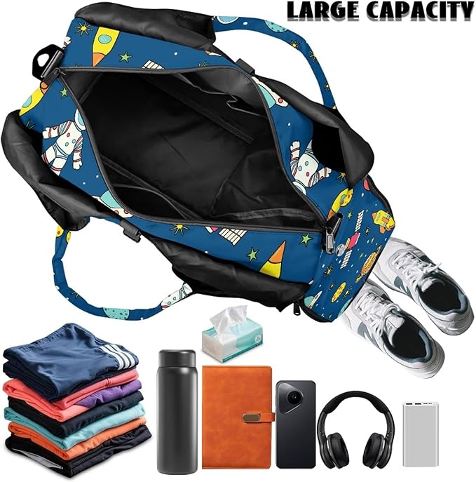 Small Duffle Bag for Men, Waterproof Polyester Gym Bag with Detachable Strap, Shoe Pocket, Double Zipper, Carry On Duffel Bag for Office Weekend