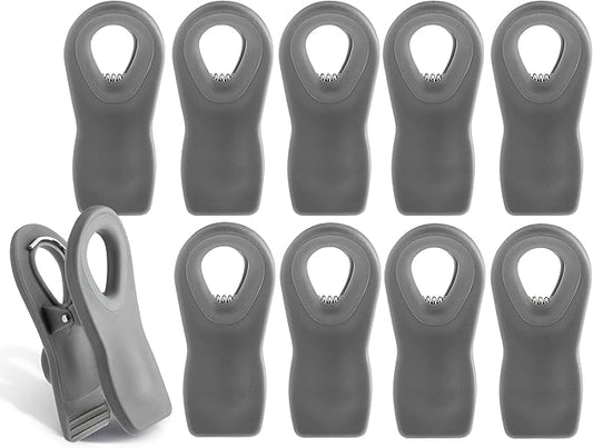 COOK WITH COLOR Bag Clips with Magnet- Food, Chip, Bag Clips for Food Storage with Airtight Seal Grip for Bread, Snack and Food Bags (Gray, Pack of 10)