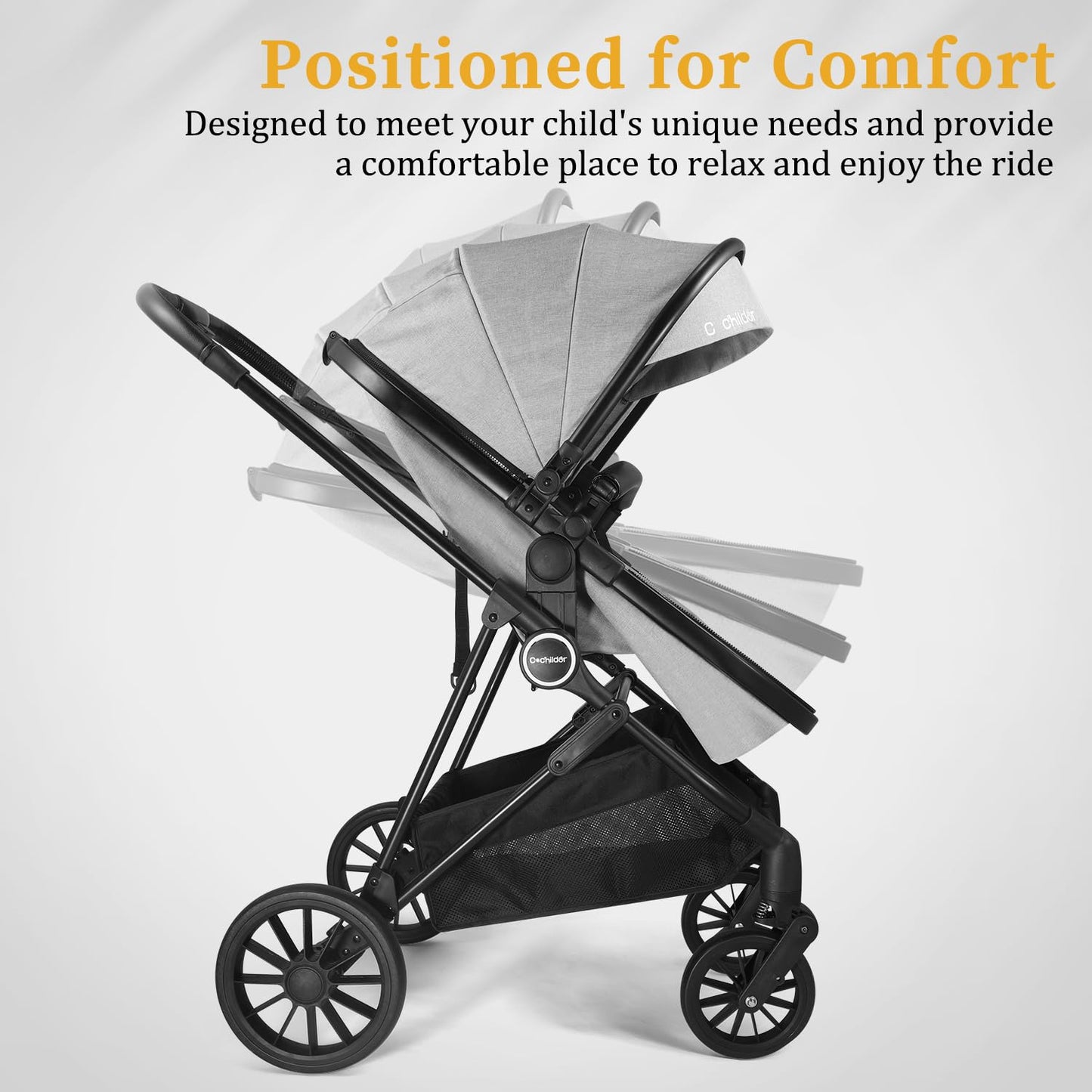 Lite 2.0 Baby Stroller with Newborn Mode, 2-in-1 Foldable Infant Stroller with Reversible Seat and UPF 50+ Canopy