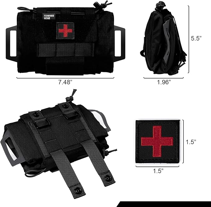 Tactical IFAK Pouch, Rapid Tear-Away First Aid Kit Two-Piece System Medical Pouches Emergency Survival Bag for Outdoor Travel Hiking