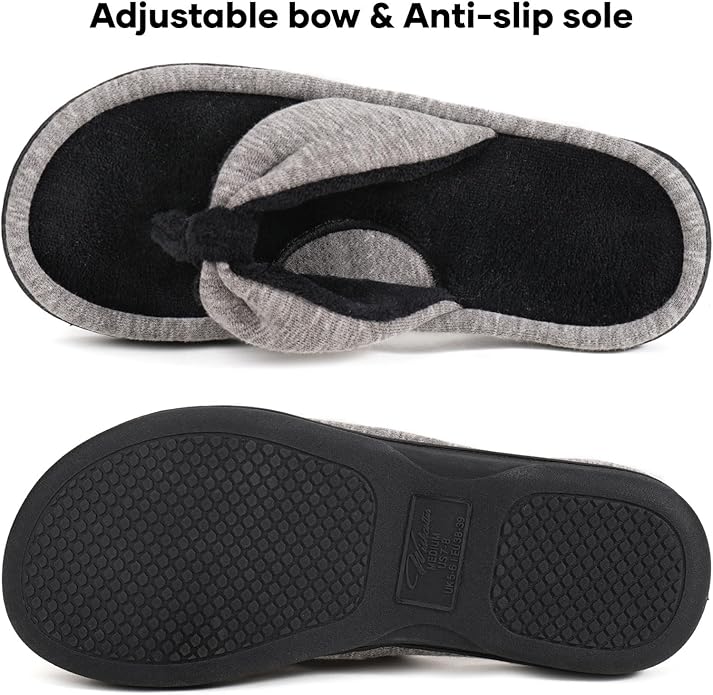 Wishcotton Women's Memory Foam Spa Thong Flip Flops Cozy Indoor Slippers, Ladies Summer Lightweight Open Toe House Sandals