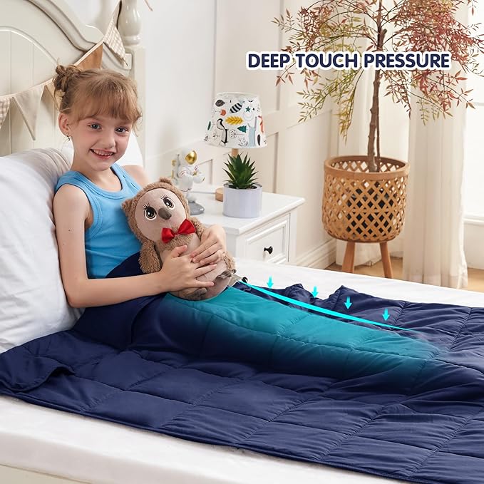 yescool Navy Weighted Blanket 3 Pounds Cooling Weighted Lap Blanket, Heavy Blanket for Sleeping, Weighted Throw Blanket Gifts for 20-40lbs, 36"x48"