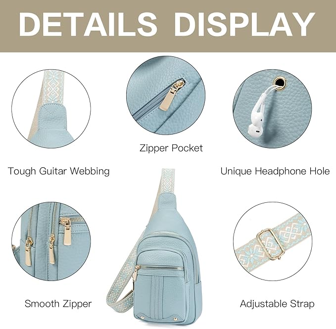 GAEKEAO Sling Bag for Women Crossbody Bags Fanny Pack Vegan Leather Chest Bag Travel Shoulder Belt Purse Backpack Gifts