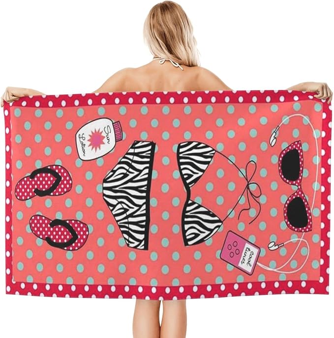 Cute Beach Towel for Women/Adults, Personalized Microfiber Beach Towels Bulk, Quick Dry Beach Towel for Pool, Lightweight Bath Towels Oversized Clearance 30"x 60"