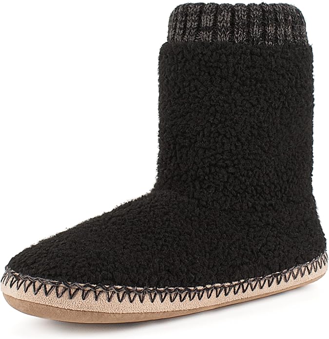 cosyone1997 Boot Slippers for Men Indoor Soft Sole, Warm Fuzzy Slipper Socks with Non Slip Grips