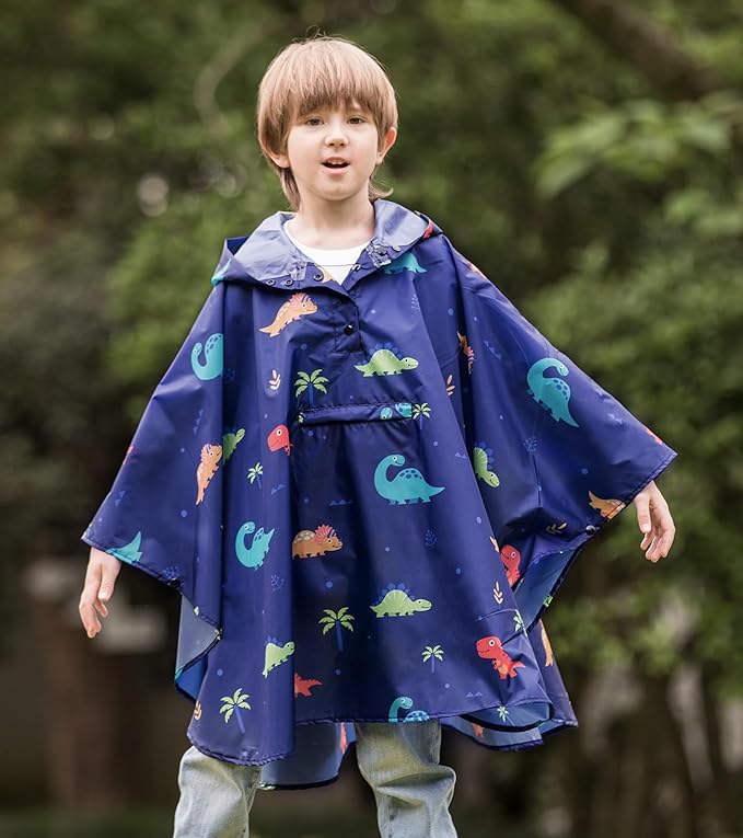 SaphiRose Lightweight Kids Rain Poncho Jacket Waterproof Outwear Rain Coat