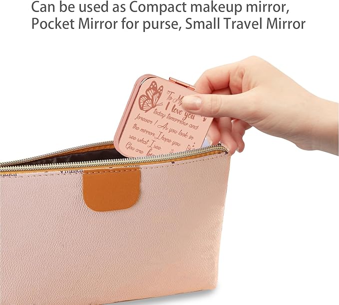 Small Compact Mirror, Rosegold Square 2.8”×2.8” Metal Frame Smooth Style Double Sided Mini Magnifying 1X/2X Mirror for Purse Can be Used as Gifts for Woman (RGSr03)