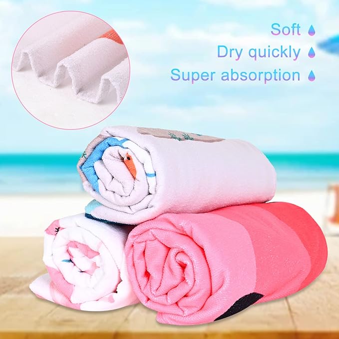 LIVILAN Small Dinosaur Beach Towel for Kids, 24”x48”, Microfiber, Quick Dry, Sand Free, Lightweight, Thin, Perfect for Girls, Boys, Bath, Swim, Shower, Unique Dinosaur Gifts and Decorations