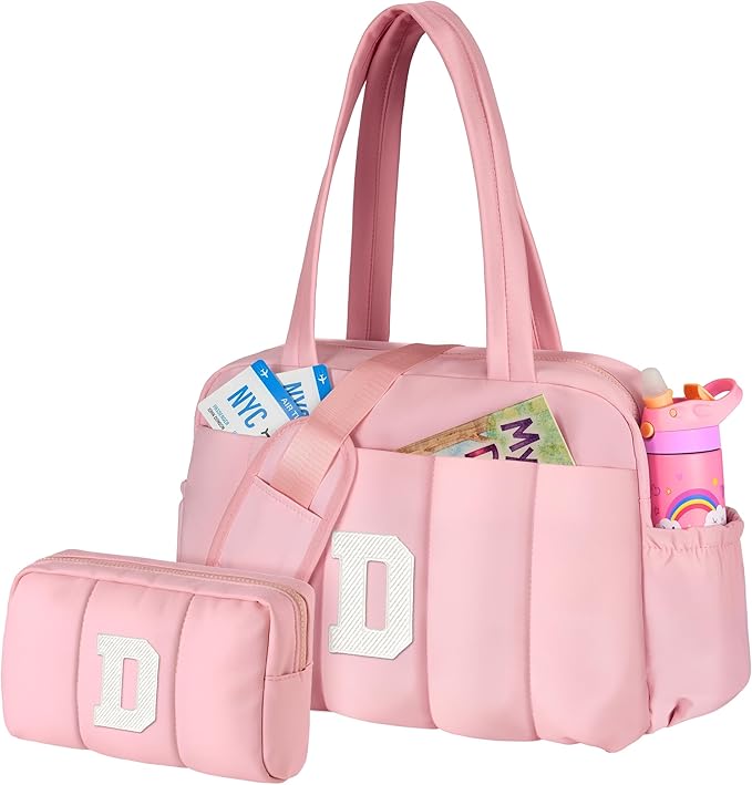 Gifts for Granddaughter, Duffle Bag for Travel, Weekender Bags for Women，Initial Overnight Bag with Wet Pocket，Lightweight Travel Bags Personalized Gym Tote with Makeup Pouch