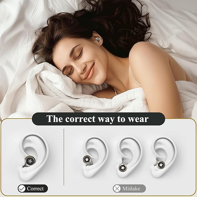 Sleep Noise Cancelling Earplugs -26db, Pentagram Noise Cancelling Earplugs, Reusable and Noise Reduction, Suitable for Concerts, Travel, Snoring Prevention Earplugs (Black)