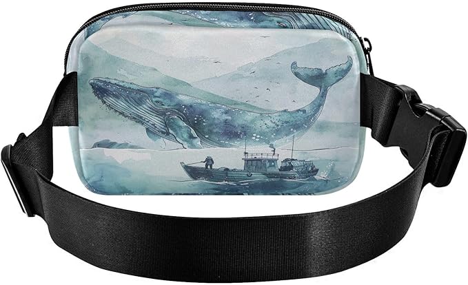 Ocean Sea Whales Boat Fanny Pack for Women Men Water Resistant Fashion Waist Packs with Adjustable Strap Belt Bag for Travel Workout Jogging Hiking 21220675