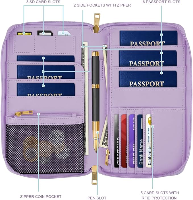 Family Passport Holder Wallet RFID Blocking Document Organizer PU Leather Mulit-purpose Travel Wallet Credit Cards Case for Women Men, Gradient Marble