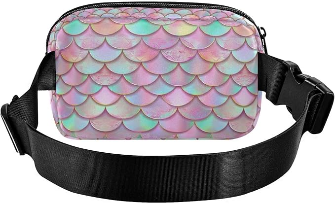 Pink Mermaid Scales Fanny Pack for Women Men Water Resistant Fashion Waist Packs with Adjustable Strap Belt Bag for Travel Workout Jogging Hiking 21219433